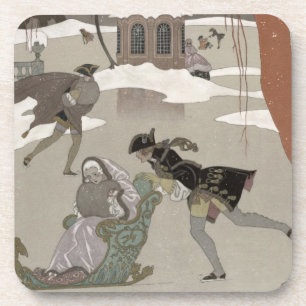 Posavasos Patinaje de hielo en el lago congelado,