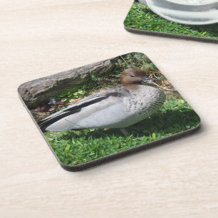 Posavasos Pato de Madera Australiano en Jardín Tranquilo