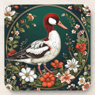 Posavasos Pato elegante rodeado de flores vibrantes