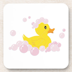 Posavasos Pato en burbujas rosadas