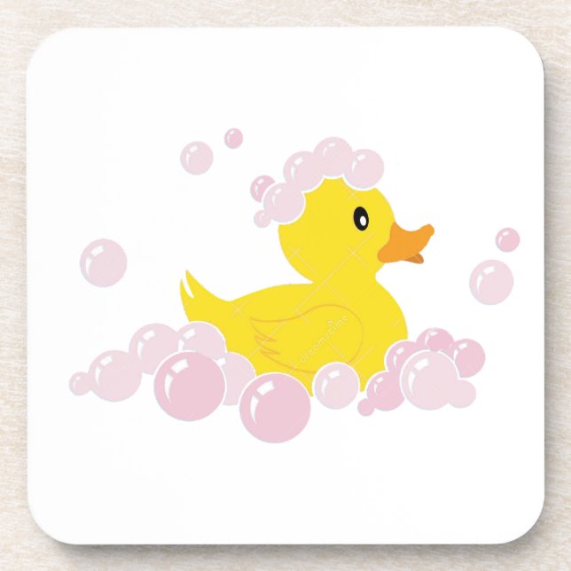 Posavasos Pato en burbujas rosadas (Frente)