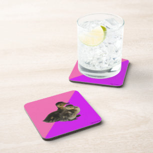 Posavasos Patos de bebé de frambuesa rosa y sorbete morado