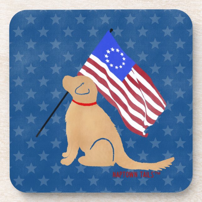 Posavasos Patriotic Golden Retriever American Coaster Set (Frente)