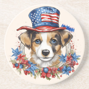 Posavasos Patriotic Puppy 4 de julio Día de la Independencia