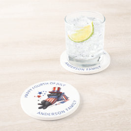 Posavasos Patriótico Gato Negro Perezoso 4 De Julio