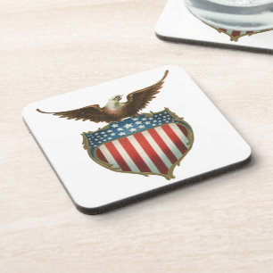 Posavasos Patriotismo Vintage, Águila orgullosa sobre la ban