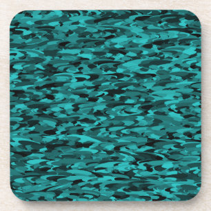 Posavasos Patrón abstracto azul verdoso negro