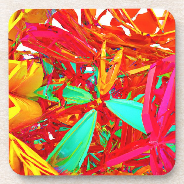 Posavasos Patrón abstracto de colores vibrantes (Frente)