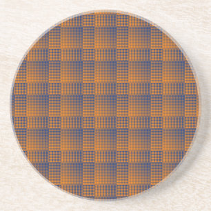 Posavasos Patrón abstracto de cuadros naranja y púrpura