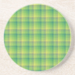 Posavasos Patrón abstracto de cuadros verdes y azules