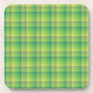 Posavasos Patrón abstracto de cuadros verdes y azules