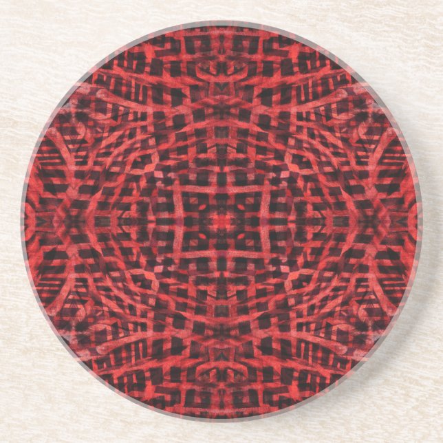 Posavasos Patrón abstracto negro y rojo (Frente)