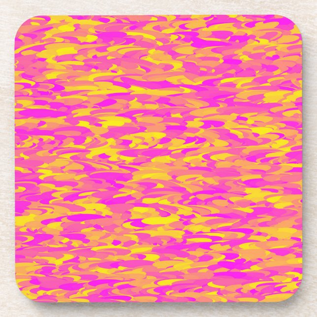 Posavasos Patrón abstracto rosa amarillo naranja (Frente)