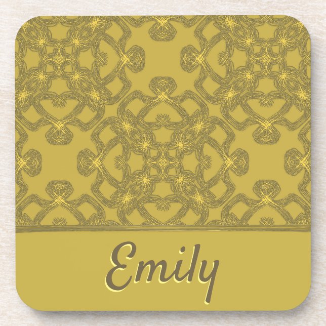 Posavasos Patrón amarillo mostaza personalizado (Frente)