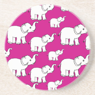 Posavasos Patrón animal rosado Personalizado Elefante