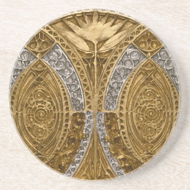 Posavasos Patrón Art Déco de Plata y Oro (Frente)