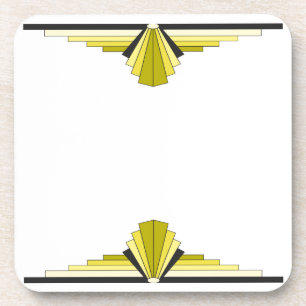 Posavasos Patrón Art Deco en amarillo y negro
