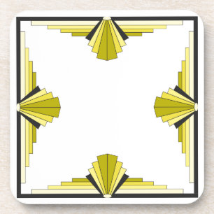 Posavasos Patrón Art Deco en amarillo y negro