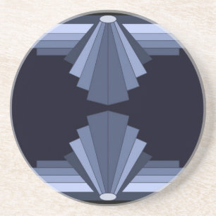 Posavasos Patrón Art Deco en azul gris