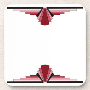 Posavasos Patrón Art Deco en rojo y negro