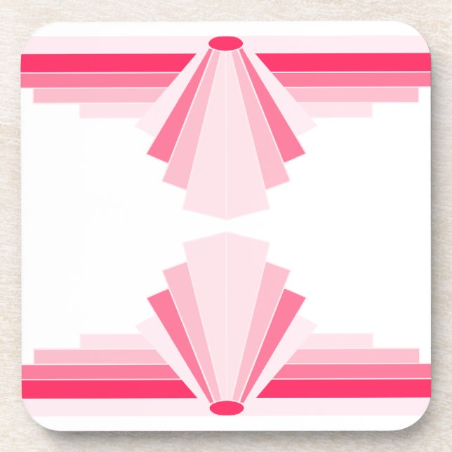 Posavasos Patrón Art Decó en rosa brillante (Frente)