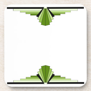 Posavasos Patrón Art Deco en verde y negro