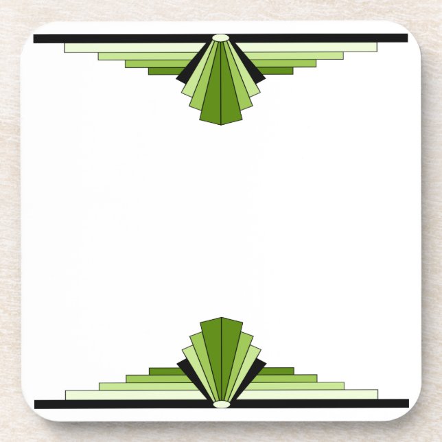 Posavasos Patrón Art Deco en verde y negro (Frente)