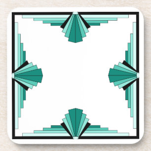 Posavasos Patrón Art Deco en verde y negro