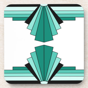 Posavasos Patrón Art Deco en Verdes