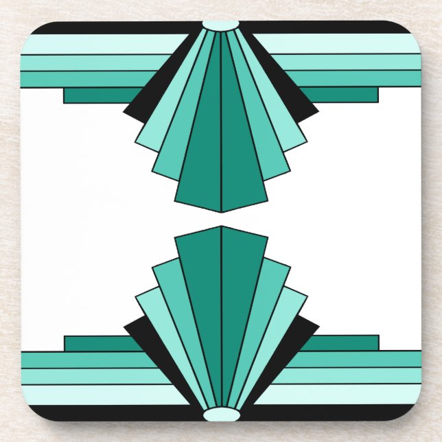 Posavasos Patrón Art Deco en Verdes (Frente)