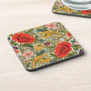 Posavasos Patrón Art Nouveau Floral de Amapolas de William M
