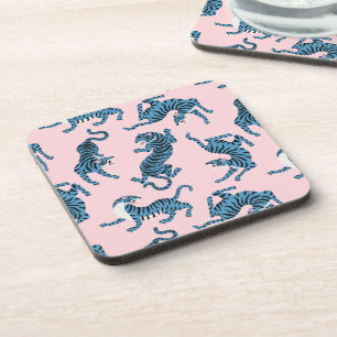 Posavasos Patrón asiático del tigre azul
