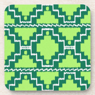 Posavasos Patrón Aztec de Ikat - Verde del bosque y el limón