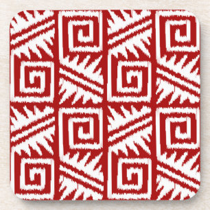 Posavasos Patrón Aztec Ikat - rojo oscuro y blanco