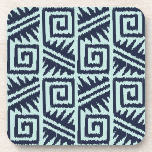 Posavasos Patrón azteca Ikat - azul índigo y azul claro