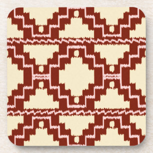 Posavasos Patrón Azteca Ikat - Beige, Borgoña y Rosa