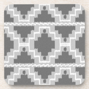 Posavasos Patrón azteca Ikat - gris oscuro y claro / gris