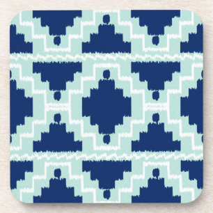 Posavasos Patrón Azteca Ikat - Índigo y azul claro