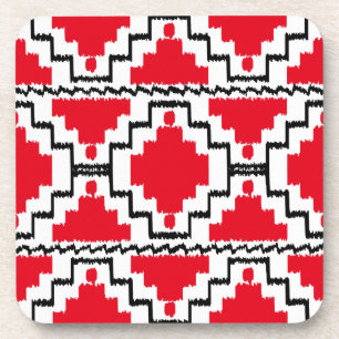 Posavasos Patrón Azteca Ikat - Rojo, Negro y Blanco