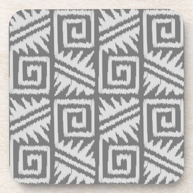 Posavasos Patrón Azteca Ikat - Tonos grises / grises (Frente)