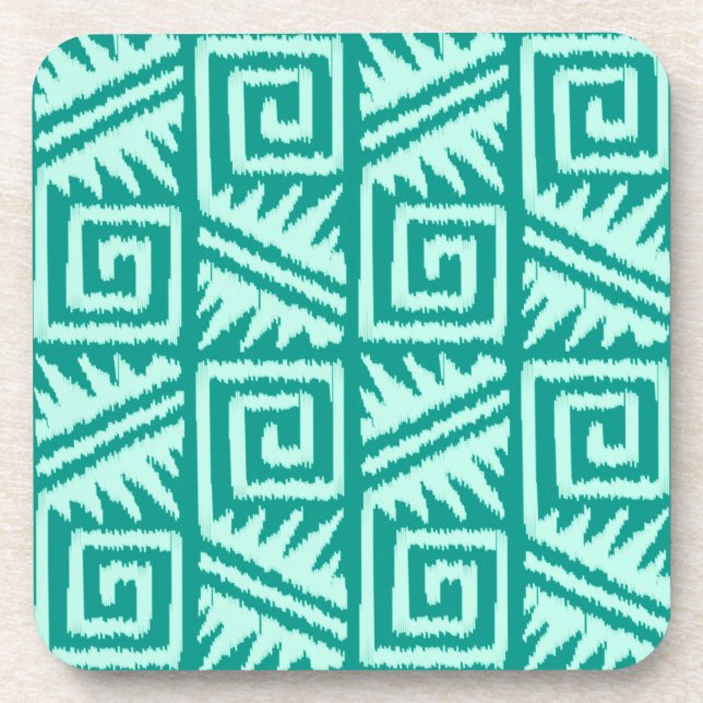 Posavasos Patrón Azteca Ikat - Turquesa y Aqua (Frente)
