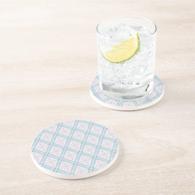 Posavasos patrón azul en forma de diamante (Lado)