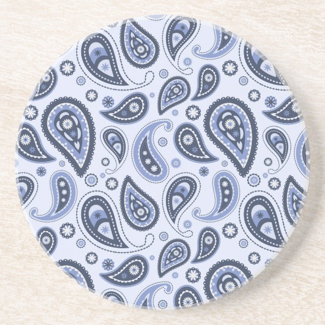 Posavasos Patrón azul paisley (Frente)