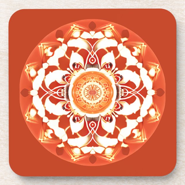 Posavasos Patrón Batik Mandala en rojo rojizo (Frente)