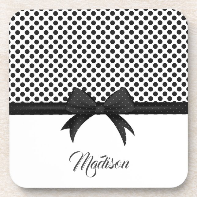 Posavasos Patrón Black Bow and Dots (Frente)
