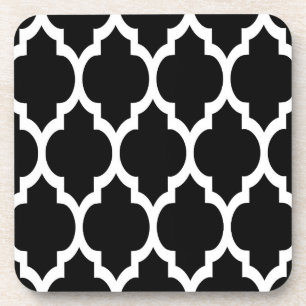Posavasos Patrón blanco negro de quatrefol marroquí #4