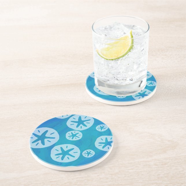 Posavasos Patrón blanco y azul del dólar de arena (Lado)