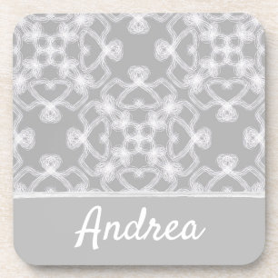 Posavasos Patrón blanco y gris personalizado