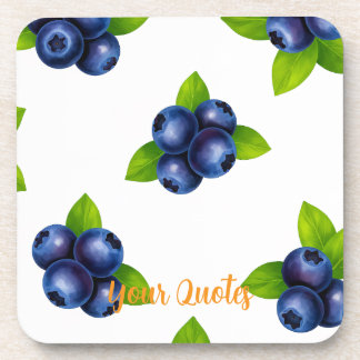 Posavasos Patrón Botánico de Arándano en Acuarela Azul