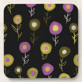 Posavasos Patrón Botánico Oscuro Floral Elegante